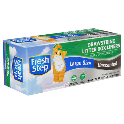 Drawstring Cat Litter Box Liners Unscented Large, 30" X 17" 7 Count
