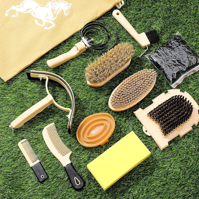 12 Pieces Horse Grooming Kit Tack Room Supplies Horse Brush Sets Equine Care Hor