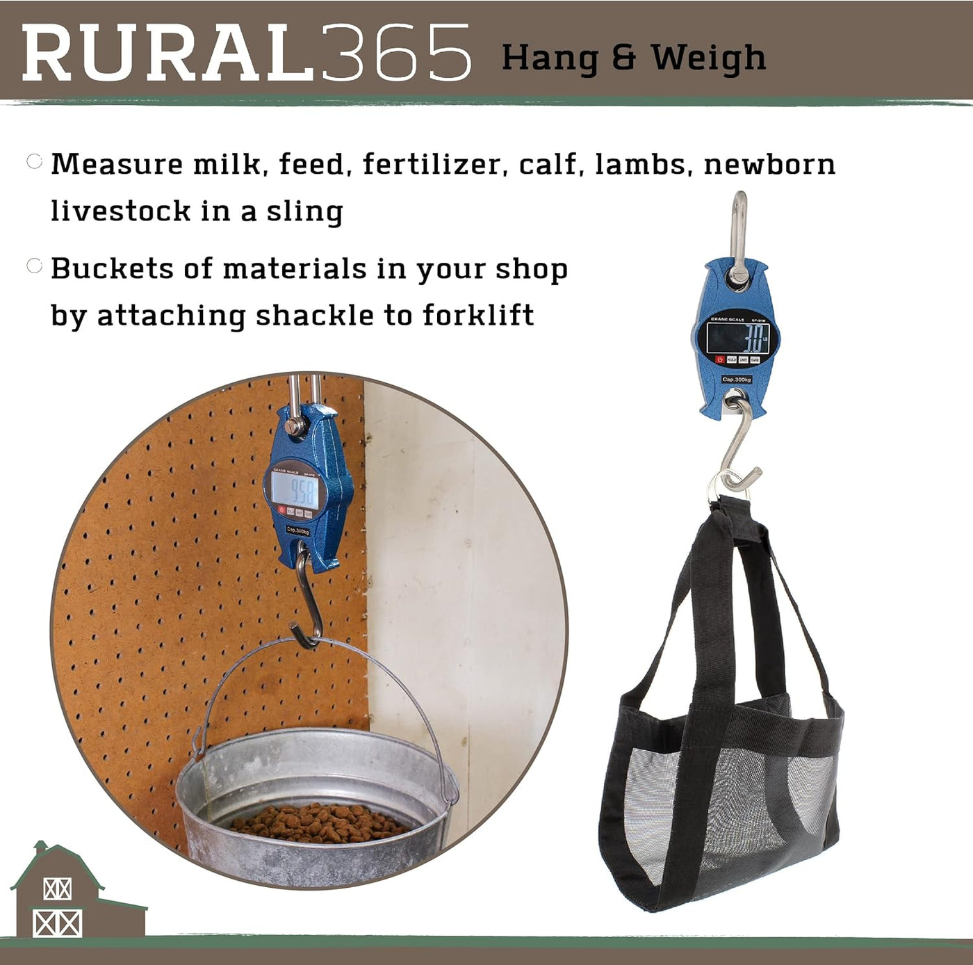 Crane Scale Digital Industrial Heavy Duty Hanging Scale, Blue Case Weight Scale Hook Lift Farms, Fish, Deer