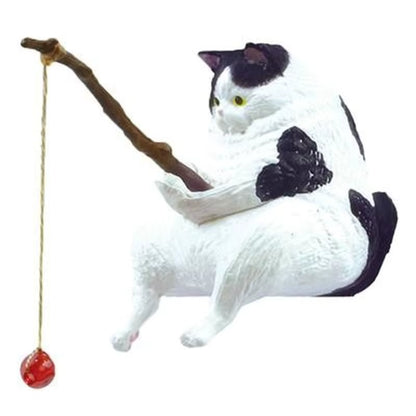 Fishing Cat Ornaments Aquarium Decoration Fish Landscaping Cartoon Cat Statue Mini Resin Figurine Home Decorations