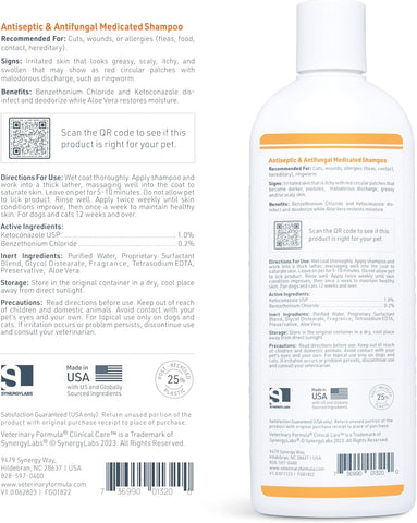 Clinical Care Antiseptic and Antifungal Medicated Shampoo for Dogs & Cats, 16Oz – Helps Alleviate Scaly, Greasy, Red Skin – Paraben, Dye, Soap-Free