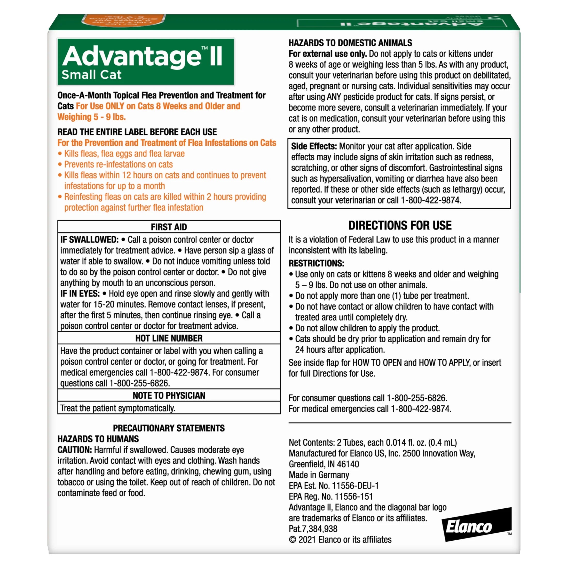 Vet-Recommended Flea Prevention for Small Cats 5-9 Lbs, 2-Monthly Treatments