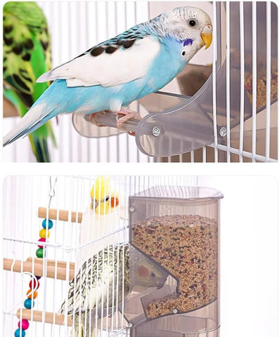Automatic Bird Feeder No-Mess Bird Feeder Parrot Feeder Cage Accessories for Budgerigar Canary Lovebord Finch Parakeet