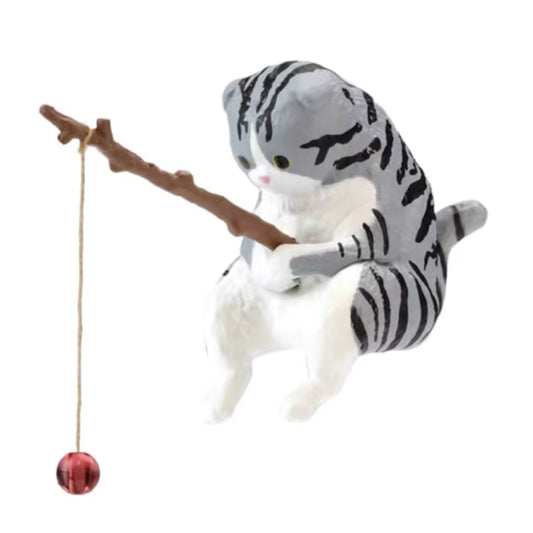 Fishing Cat Ornaments Aquarium Decoration Fish Landscaping Cartoon Cat Statue Mini Resin Figurine Home Decorations