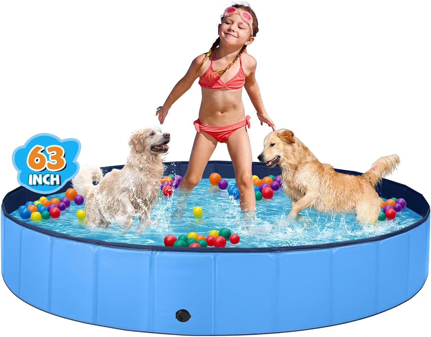 Dog Pool for Large Dogs Kiddie Pool Hard Plastic Foldable Dog Bathing Tub Portable outside Kids Swimming for Pets and Dogs Outdoor Backyard