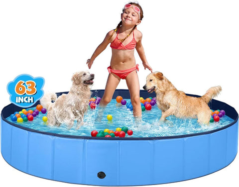 Dog Pool for Large Dogs Kiddie Pool Hard Plastic Foldable Dog Bathing Tub Portable outside Kids Swimming for Pets and Dogs Outdoor Backyard