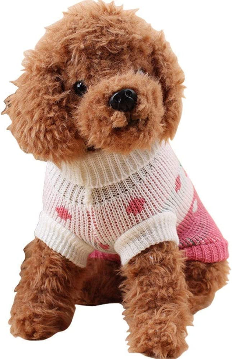 Pet Dog Sweaters Classic Knitwear Turtleneck Winter Warm Puppy Clothing Cute Strawberry and Heart Doggie Sweater