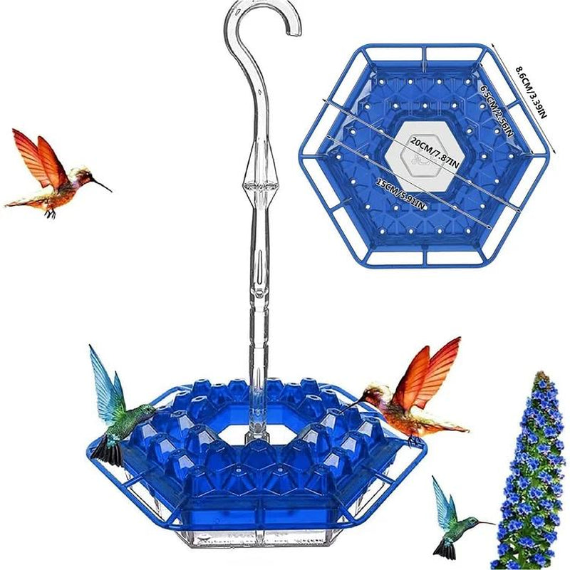 Hanging Outdoor Hummingbird Feeder - Red Hexagonal Bird Drinking Artifact with 30 Feeding Ports, Sealed & Leak-Proof, Easy to Assemble