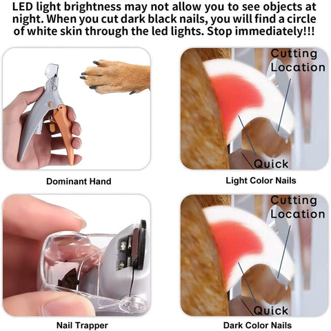LED Light Pet Nail Clipper Sharp Blades for Large Small Dog Cat Nail Trimmers