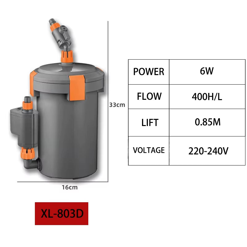 Aquarium Filter Bucket with Water Pump Ultra Quiet Multi-Layer Sponge Inlet and Outlet Filter External Fish Tank Filter Bucket