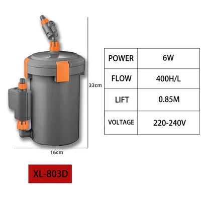 Aquarium Filter Bucket with Water Pump Ultra Quiet Multi-Layer Sponge Inlet and Outlet Filter External Fish Tank Filter Bucket