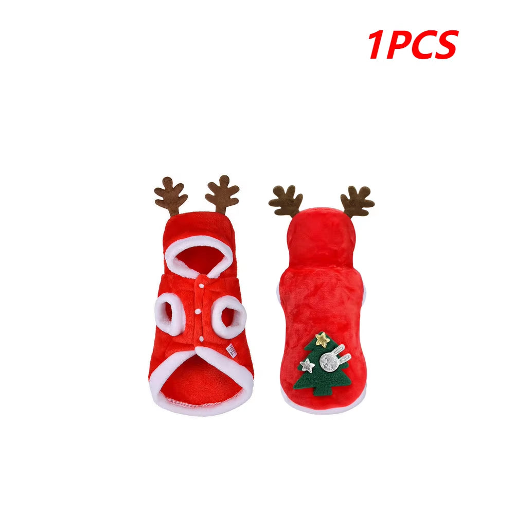 Dog Christmas Costumes Elk Pet Dog Cold Weather Coats Winter Warm Dog Christmas Clothes for Small Dogs Cats