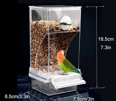 No Mess Bird Cage Feeder Automatic Acrylic Parrot Feeder Bird Cage Accessories for Parakeets Canary Cockatiel Finch (Transparent)