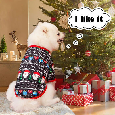 6 Pieces Christmas Dog Clothes for Small Dogs, Soft and Breathable Pet Shirt, Winter Puppy Kitten Vest Printed Dog Shirts, Christmas Snowman Santa Claus Reindeer Dog T-Shirts for Pet Dogs Cats