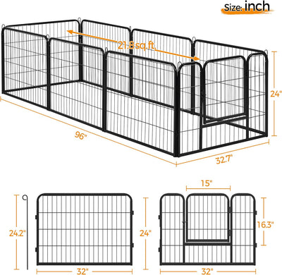 Dog Playpen Indoor, Extra Wide Outdoor Dog Fence Foldable Pet Puppy Exercise Pen for Yard/Garden/Rv Camping, 8 Panels 24 Inch Height X 32 Inch Width