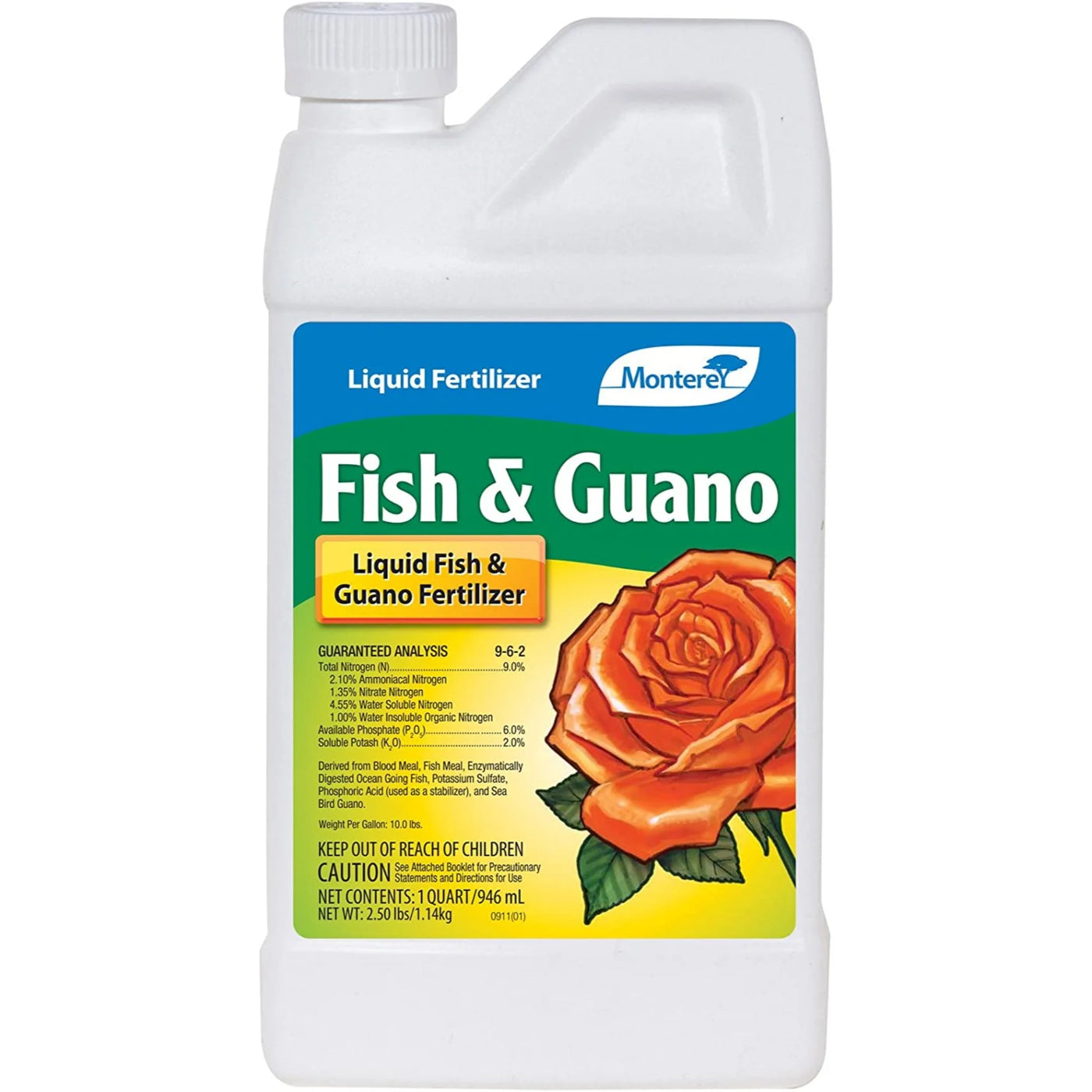 Fish & Guano Liquid Plant Fertilizer for Transplants and Flowers, 32 Oz