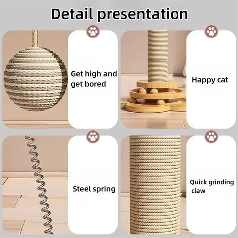 Pet Cat Toy Cat Scratcher Cat Turntable Funny Cat Stick Balls Durable Sisal Scratching Board Cat Supplies Cat Grab Column