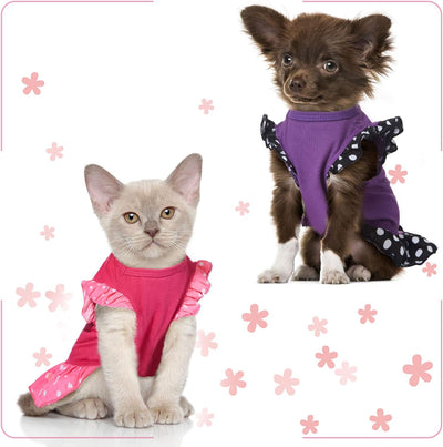 2 Pieces Dog Dresses for Small Dogs Cute Girl Female Dog Dress Mommy Puppy Shirt Skirt Doggie Dresses Pet Summer Clothes Apparel for Dogs and Cats (Love and Me,X-Small)