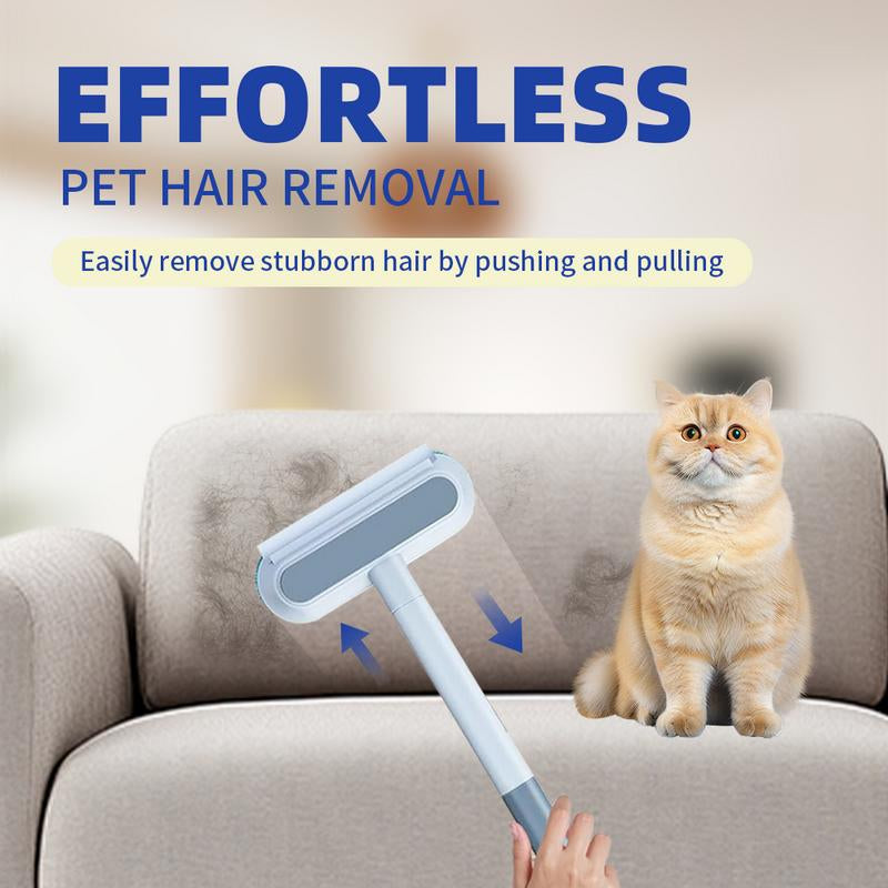 2Pcs Pet Hair Removal Brush, 4 In1 Cat and Dog Hair Removal for Couch with Extra Long Handle, 17-Inch, Cat Fur Removal Tool for Furniture, Carpet, Clothes, Bedding, Tile, Hardwood Floor
