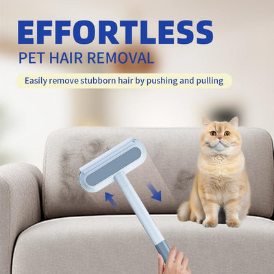 2Pcs Pet Hair Removal Brush, 4 In1 Cat and Dog Hair Removal for Couch with Extra Long Handle, 17-Inch, Cat Fur Removal Tool for Furniture, Carpet, Clothes, Bedding, Tile, Hardwood Floor