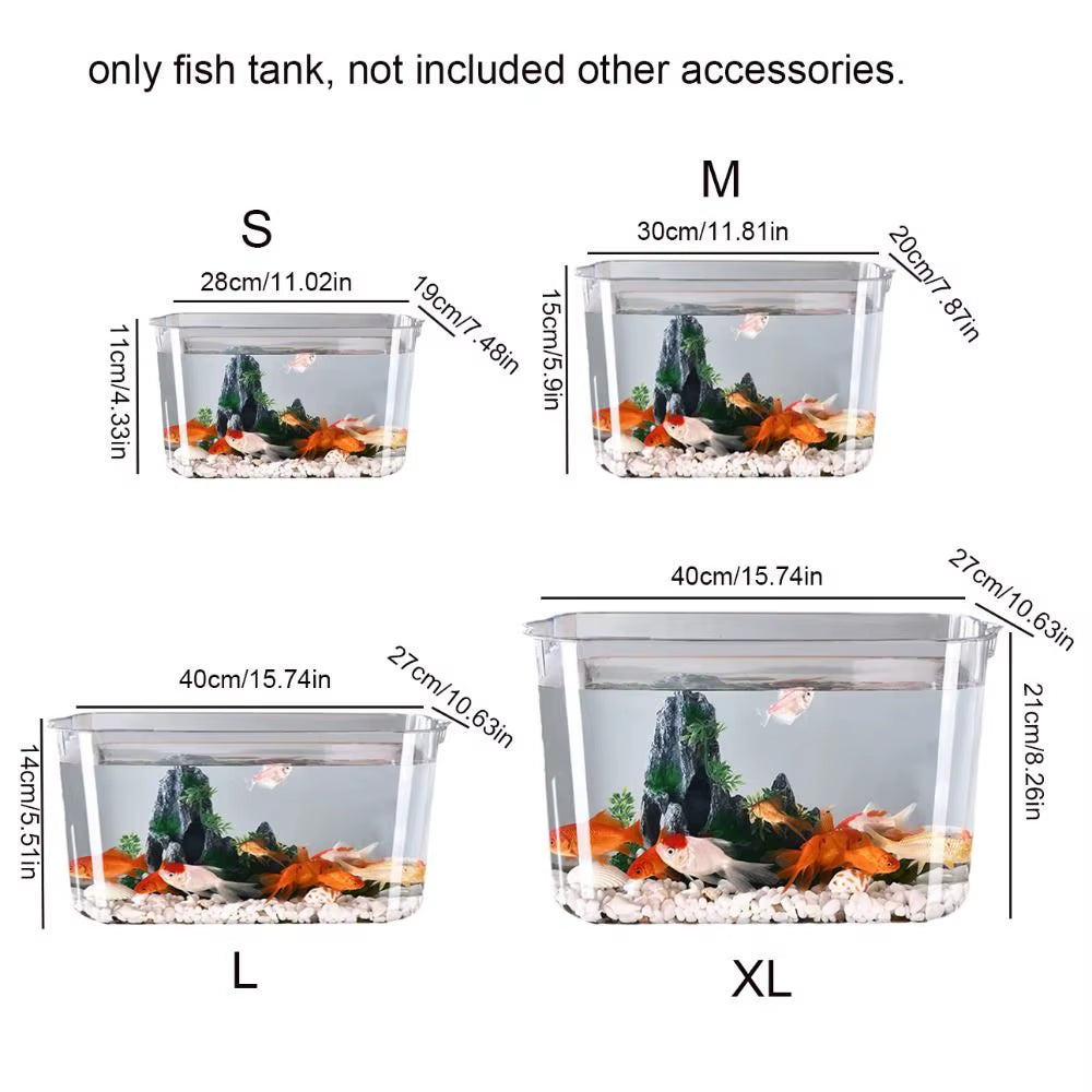 Transparent Explosion-Proof Plastic Fish Tank Fall Prevention PET Desktop Goldfish Bowl Small Ecological Water Tank