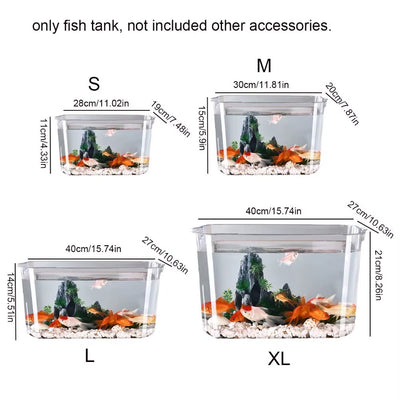 Transparent Explosion-Proof Plastic Fish Tank Fall Prevention PET Desktop Goldfish Bowl Small Ecological Water Tank