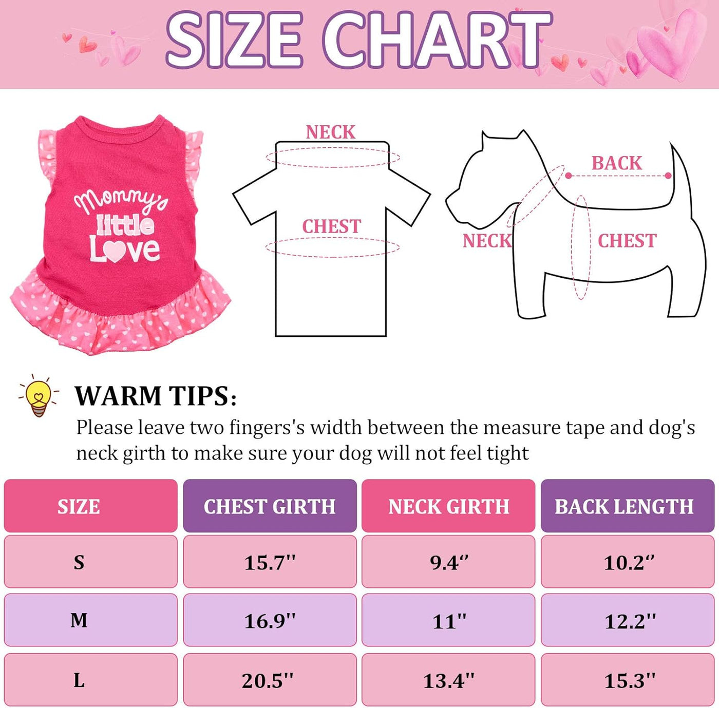 2 Pieces Pet Dress Shirt Puppy Skirt Cute Dog Dress Pet Summer Clothes Dog Apparel for Small Dogs and Cats (Love and Me, Medium)