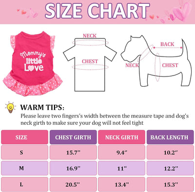 2 Pieces Pet Dress Shirt Puppy Skirt Cute Dog Dress Pet Summer Clothes Dog Apparel for Small Dogs and Cats (Love and Me, Medium)