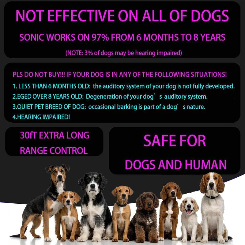 Dog Bark Stopper, Dog Bark Deterrent Deters，Barks No More Dog Training Device(Own or Neighbour'S Dog), Long Range Ultrasonic, Alternative to Painful Dog Training Collars and Bark Collars, Dog Training Self-Rolling LED