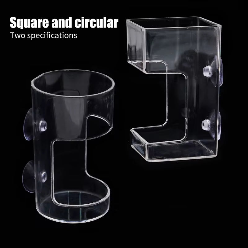 Fish Feeders Aquarium Feeding Ring Floating Food Tray Feeder with Suction Cups Transparent Fish Aquatic Pet Supplies