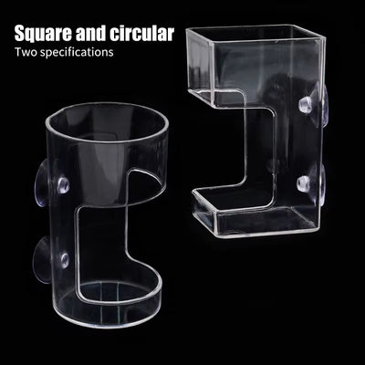 Fish Feeders Aquarium Feeding Ring Floating Food Tray Feeder with Suction Cups Transparent Fish Aquatic Pet Supplies