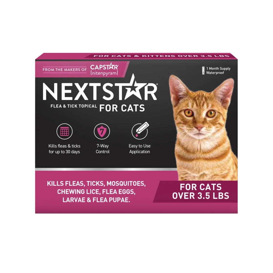 Flea & Tick Topical Prevention for Cats over 3.5 Lbs, 1-Month Supply