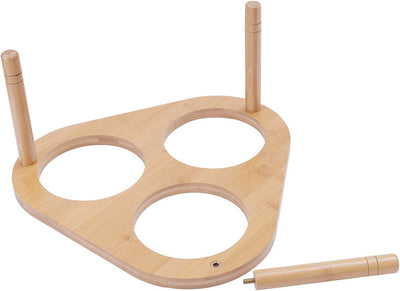 Raised Cat Bowls with Stand Feeder, Elevated Bamboo Stand with 3 Ceramics Bowls, anti Slip and Removable Feet. (Ceramic Bowls)