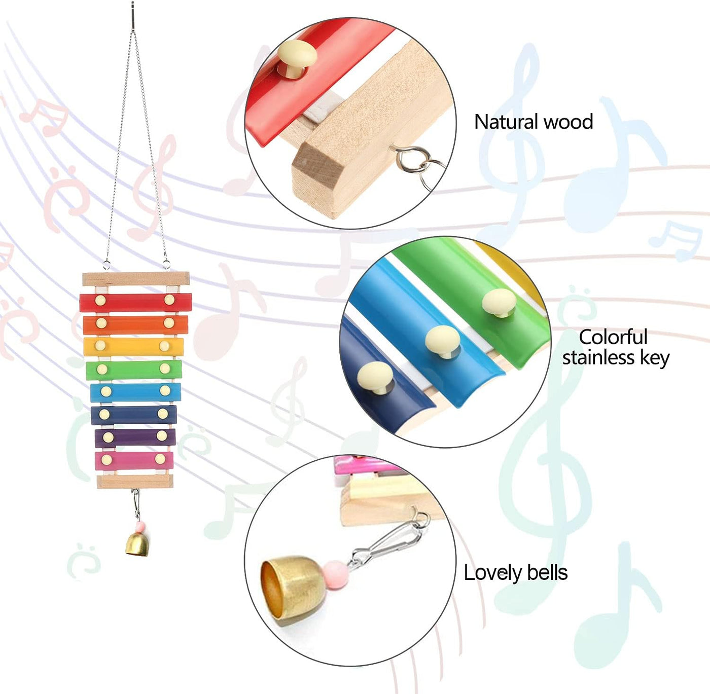 7 Packs Chicken Toys Set, Chicken Xylophone Toys for Hens, Chicken Bridge Swing Toys, Chicken Mirror Toys,Chicken Pecking Toys and Vegetable Hanging Feeder for Chicken Coop