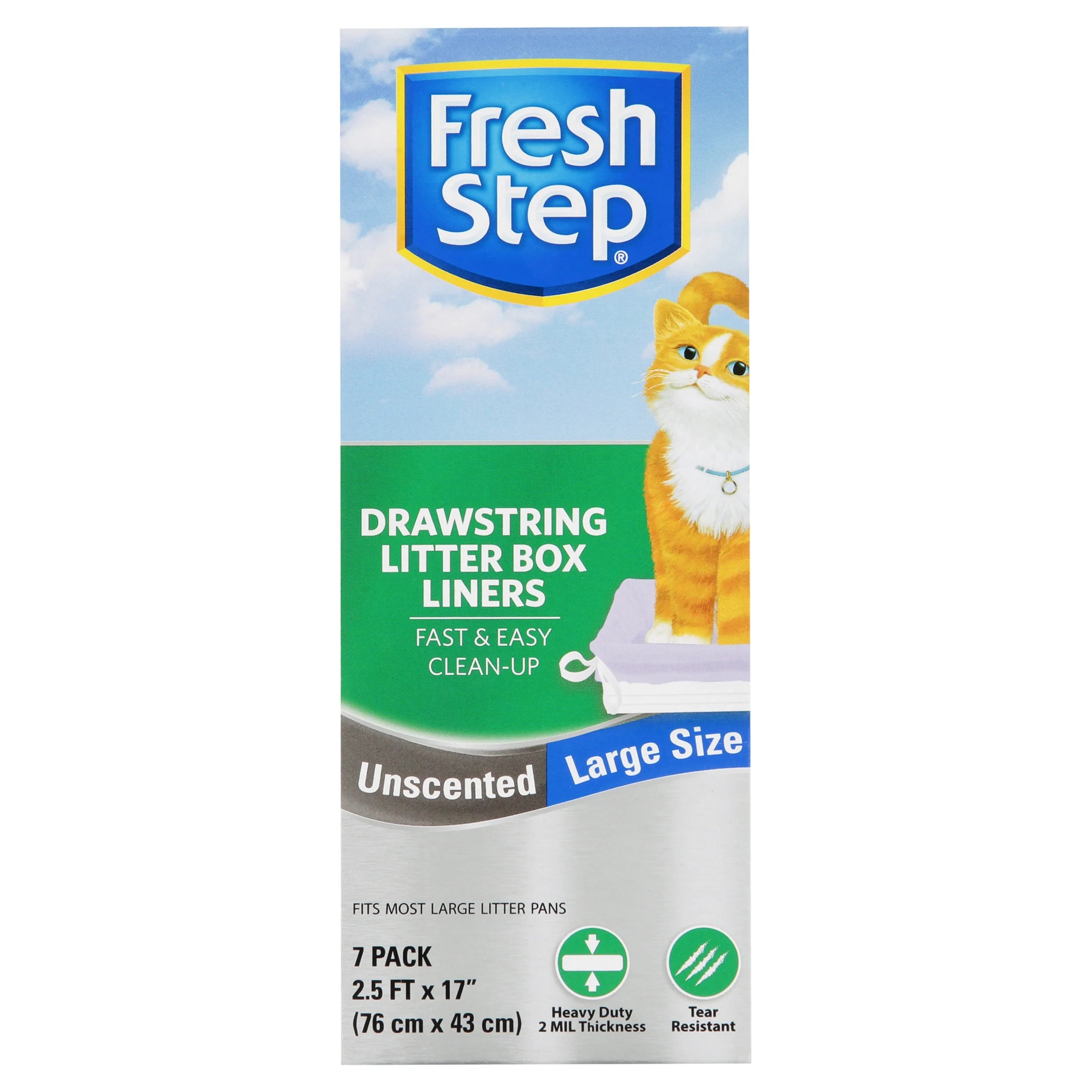 Drawstring Cat Litter Box Liners Unscented Large, 30" X 17" 7 Count