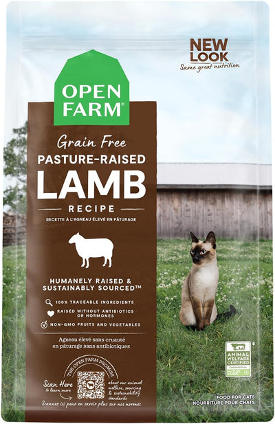 , Grain Free Dry Cat Food, High-Protein Kibble for a Complete & Balanced Diet, Non-Gmo Fruits & Vegetables, Prebiotic Fibers to Support Digestion, Pasture-Raised Lamb Recipe, 4Lb Bag