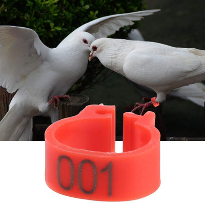 100Pcs Pigeons Leg Ring, 8Mm 001-100 Numbered Plastic Poultry Leg Bands Clip on Leg Rings for Bird Dove Finch Lovebird Quail(Red)