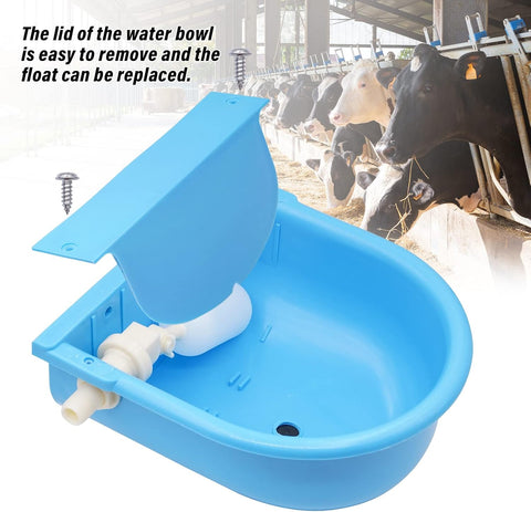 Automatic Waterer Bowl Large Live Stock Waterer Automatic Water Feeder Trough Bowl Dispenser Waterer Livestock Drinking Bowl for Cat Sheep Dog Horse Farm Supplies (Light Blue)