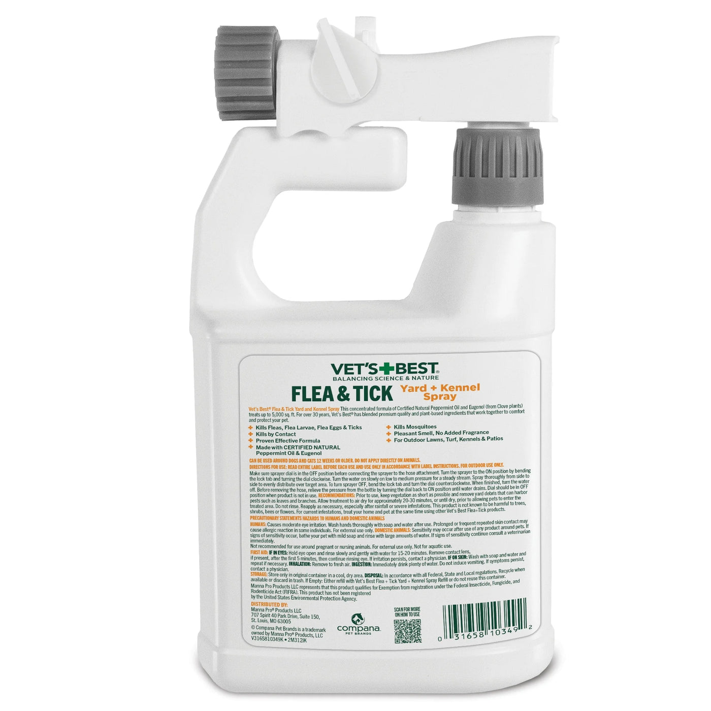 Flea and Tick Yard and Kennel Spray for Dogs - 32Oz.