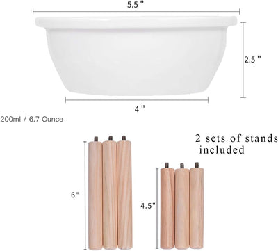 Raised Cat Bowls with Stand Feeder, Elevated Bamboo Stand with 3 Ceramics Bowls, anti Slip and Removable Feet. (Ceramic Bowls)