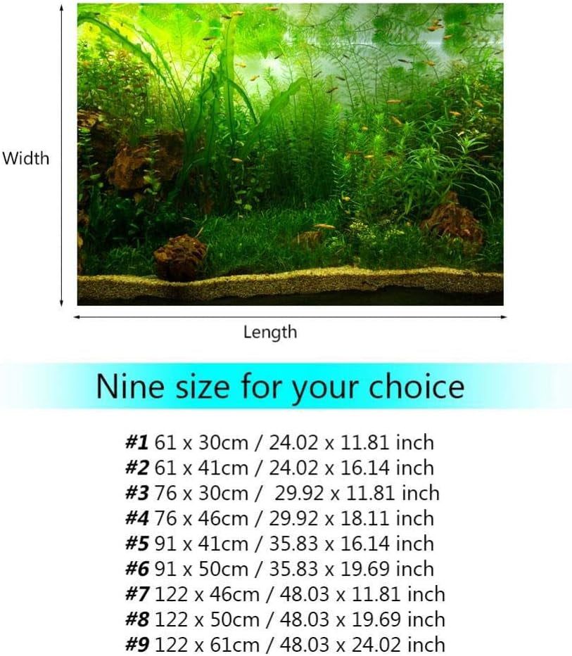 Aquarium Background Fish Decorations Pictures PVC Adhesive Poster Water Grass Backdrop Decoration Paper Cling Decals Sticker(61 * 30Cm)