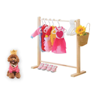 Pet Hanger Dog Clothes Rack Wooden Wardrobe for Dogs Solid Wood Coat Rack Floor Organizer for Pet Clothing