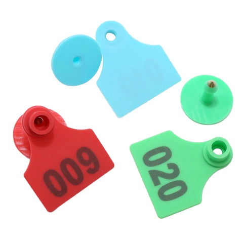100 Pcs Copper Head Laser Number Ear Tag Label Pig Sheep Digital Sign TPU Material Farm Animals Identity Mark Supplies