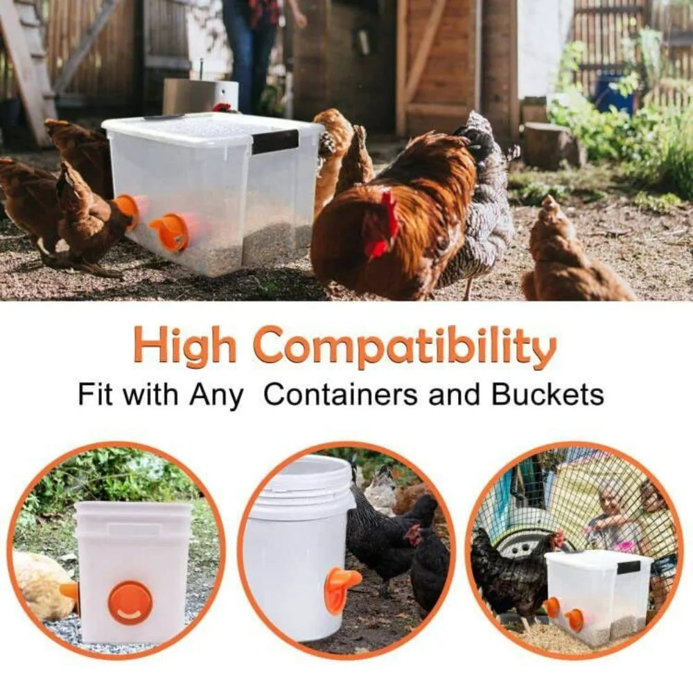 Automatic Gravity Chicken Feeder DIY Rainproof Poultry Feeder Port Reduce Spillage Food Farm Chicken Duck Food Hole Opener Tool