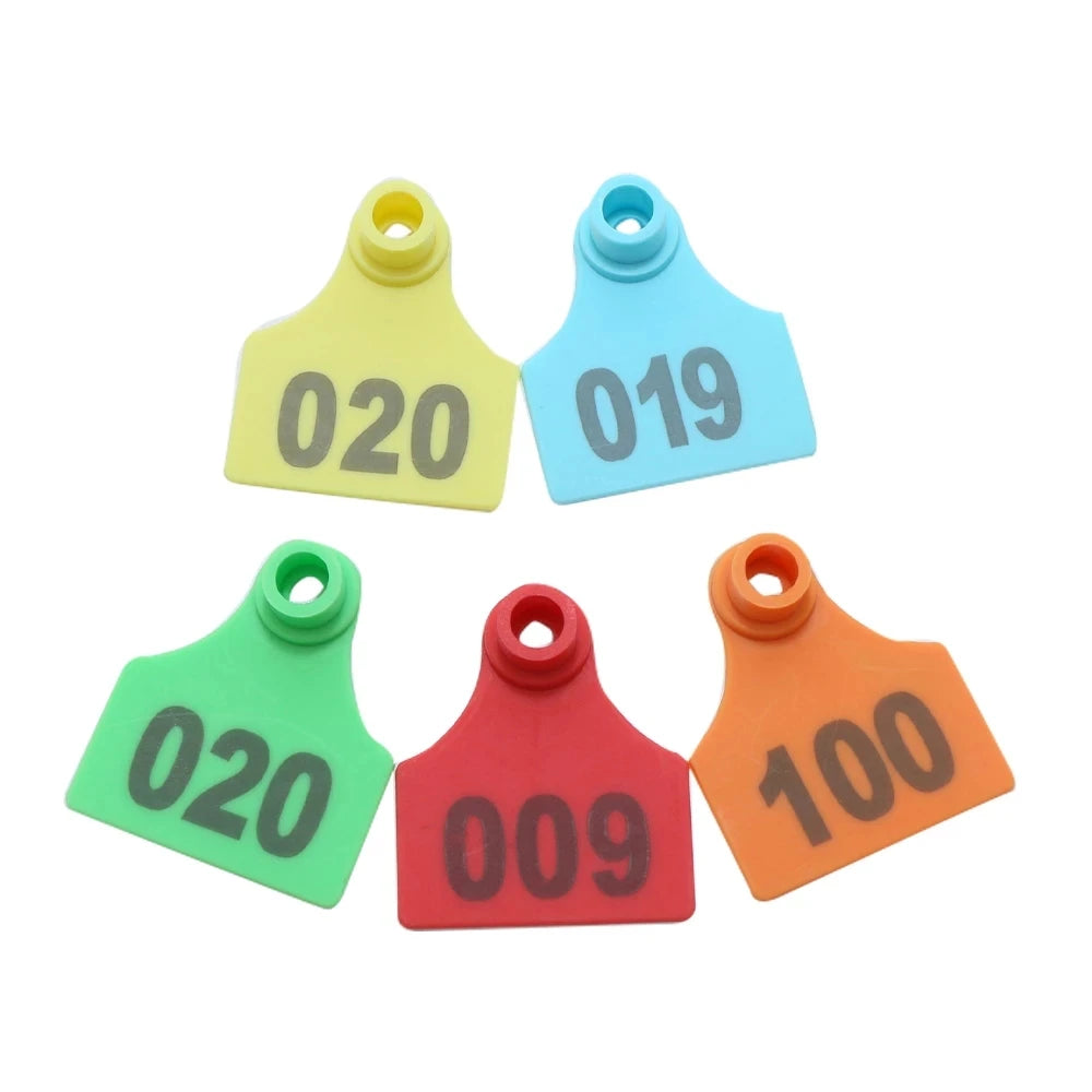 100 Pcs Copper Head Laser Number Ear Tag Label Pig Sheep Digital Sign TPU Material Farm Animals Identity Mark Supplies