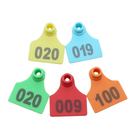 100 Pcs Copper Head Laser Number Ear Tag Label Pig Sheep Digital Sign TPU Material Farm Animals Identity Mark Supplies