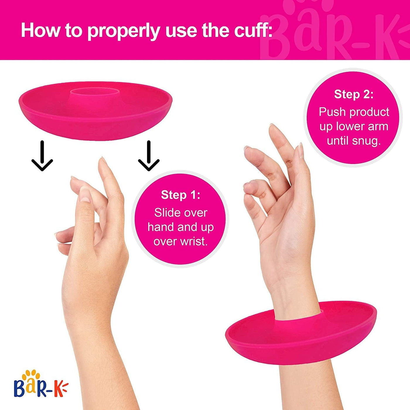 Patented Drip Catcher Cuffs - Stops Soap & Water from Running down Arms While Washing Face, Stay Dry and Clean - Face Wash Wristbands for Spa, Pink Set of 2