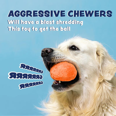 3In1 Squeaky Dog Toys for Aggressive Chewers - Medium to Large Breeds - Puppy Teething Toys - Interactive - Juguetes Perros - Orange