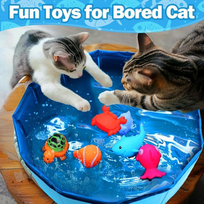 1 Set Cat Pool Toy with Fish-Water Cat Toys, Portable Cat Pool Toy, Cat Water Toys for Bored Indoor Cats, Interactive Cat Toys for Indoor Cats, Textiles & Soft Furnishings