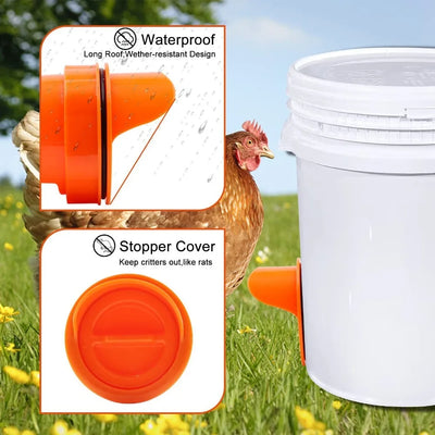 Automatic Gravity Chicken Feeder DIY Rainproof Poultry Feeder Port Reduce Spillage Food Farm Chicken Duck Food Hole Opener Tool
